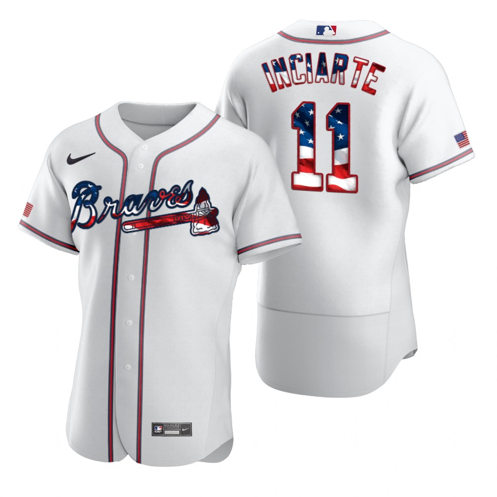 Atlanta Braves #11 Ender Inciarte Men Nike White Fluttering USA Flag Limited Edition Authentic MLB Jersey->atlanta braves->MLB Jersey